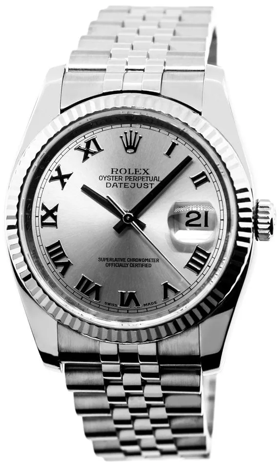 Rolex Datejust 36 116234 36mm White gold and Stainless steel and 18k white gold Rhodium Roman Dial 2