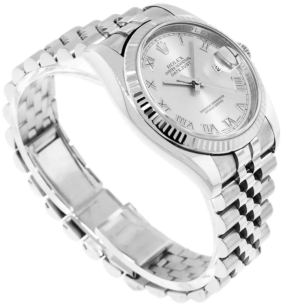 Rolex Datejust 36 116234 36mm White gold and Stainless steel and 18k white gold Rhodium Roman Dial 5