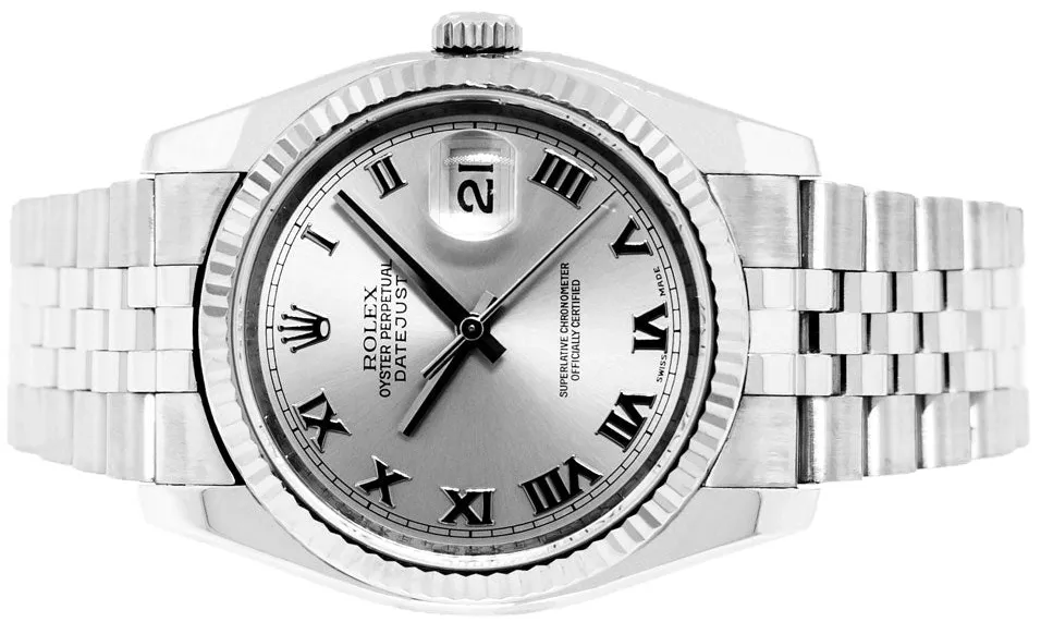 Rolex Datejust 36 116234 36mm White gold and Stainless steel and 18k white gold Rhodium Roman Dial 6