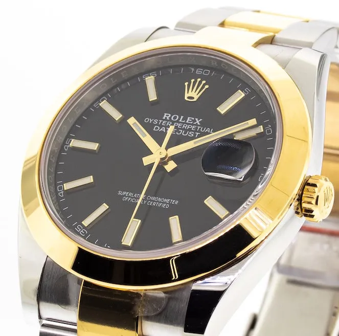 Rolex Datejust 41 126303 41mm Yellow gold and Stainless steel and 18k yellow gold Black Stick Dial