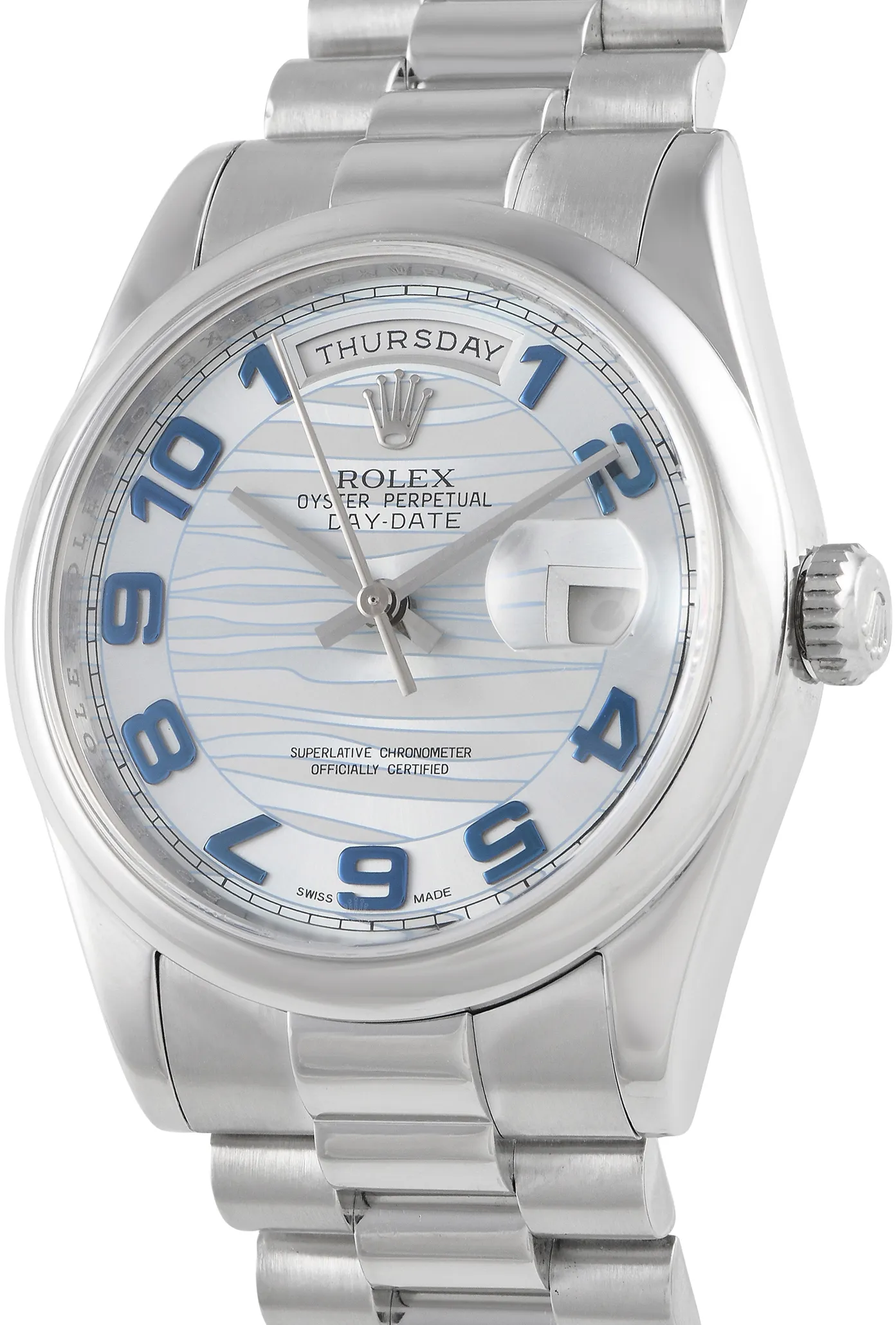 Rolex Day-Date 36 118206 36mm Platinum Blue 1