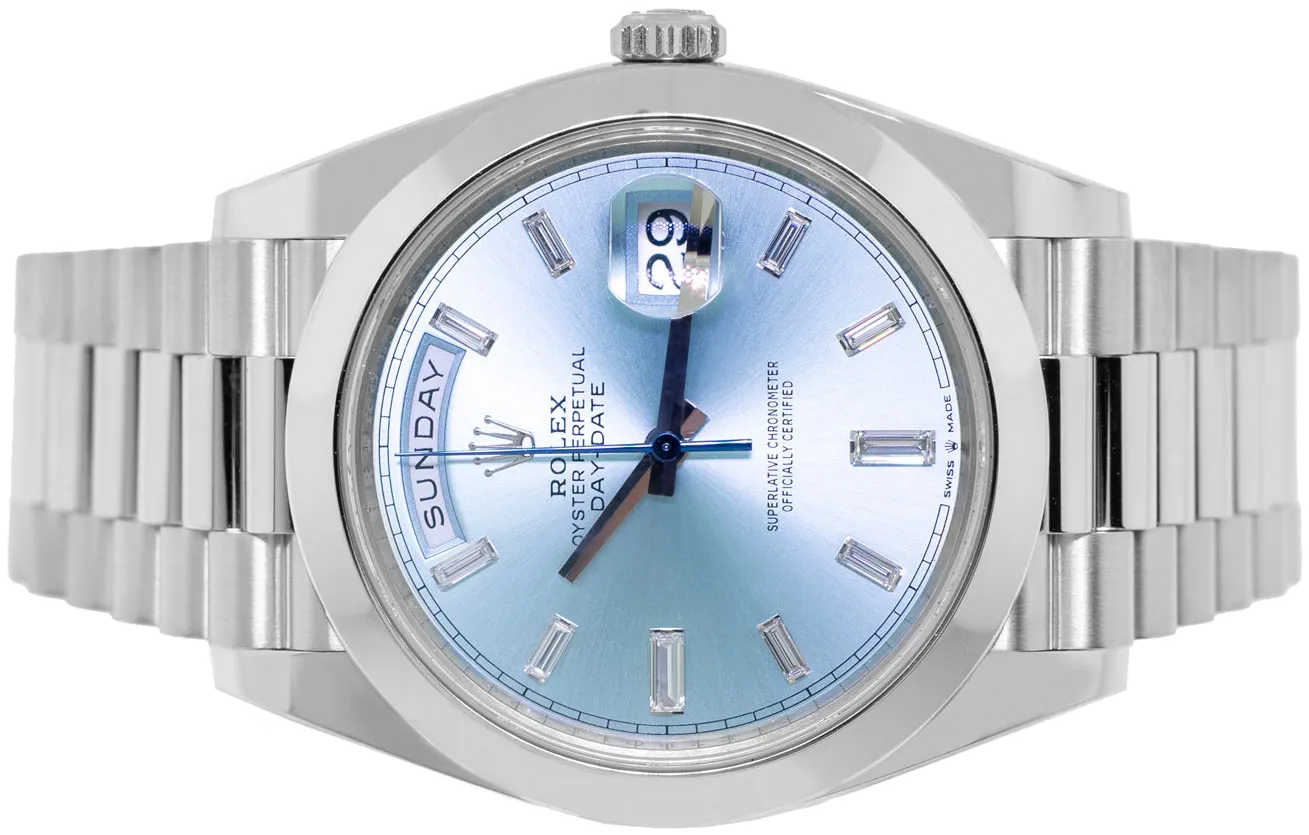 Rolex Day-Date 40 228206 40mm Platinum Ice Blue Diamond Dial 6