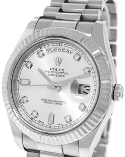 Rolex Day-Date II 218239 18k white gold Silver