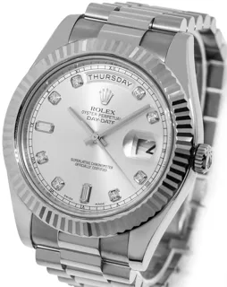 Rolex Day-Date II 218239 18k white gold Silver Diamond Dial