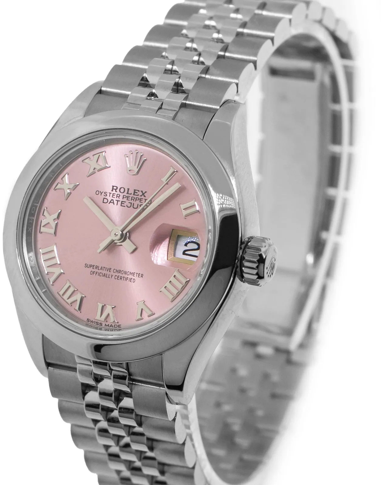 Rolex Lady-Datejust 279160 28mm Stainless steel Pink Roman Dial