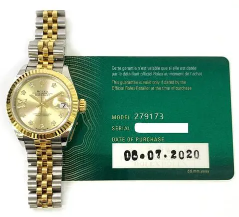 Rolex Lady-Datejust 279173 28mm Yellow gold Champagne