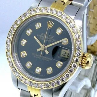 Rolex Lady-Datejust 69173 Stainless steel and 18k yellow gold Black