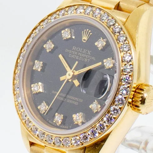 Rolex Lady-Datejust 79178 26mm Yellow gold Black Diamond Dial (Aftermarket)