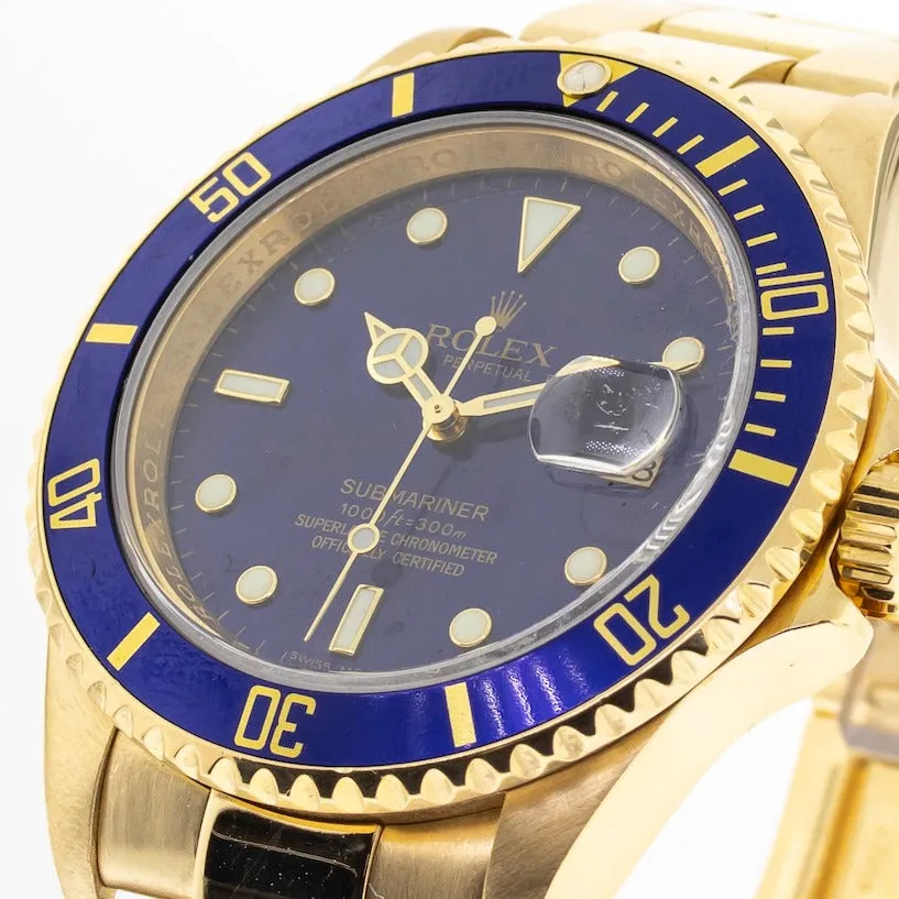 Rolex Submariner 16618 40mm Yellow gold Blue