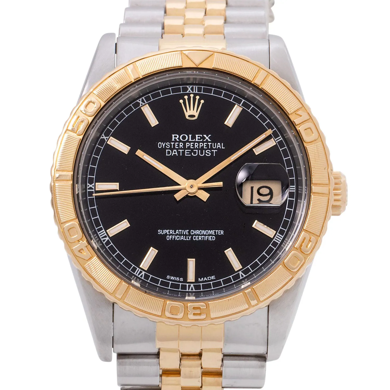 Rolex Datejust Turn-O-Graph 16263 36.5mm Stainless steel and 18k yellow gold Black