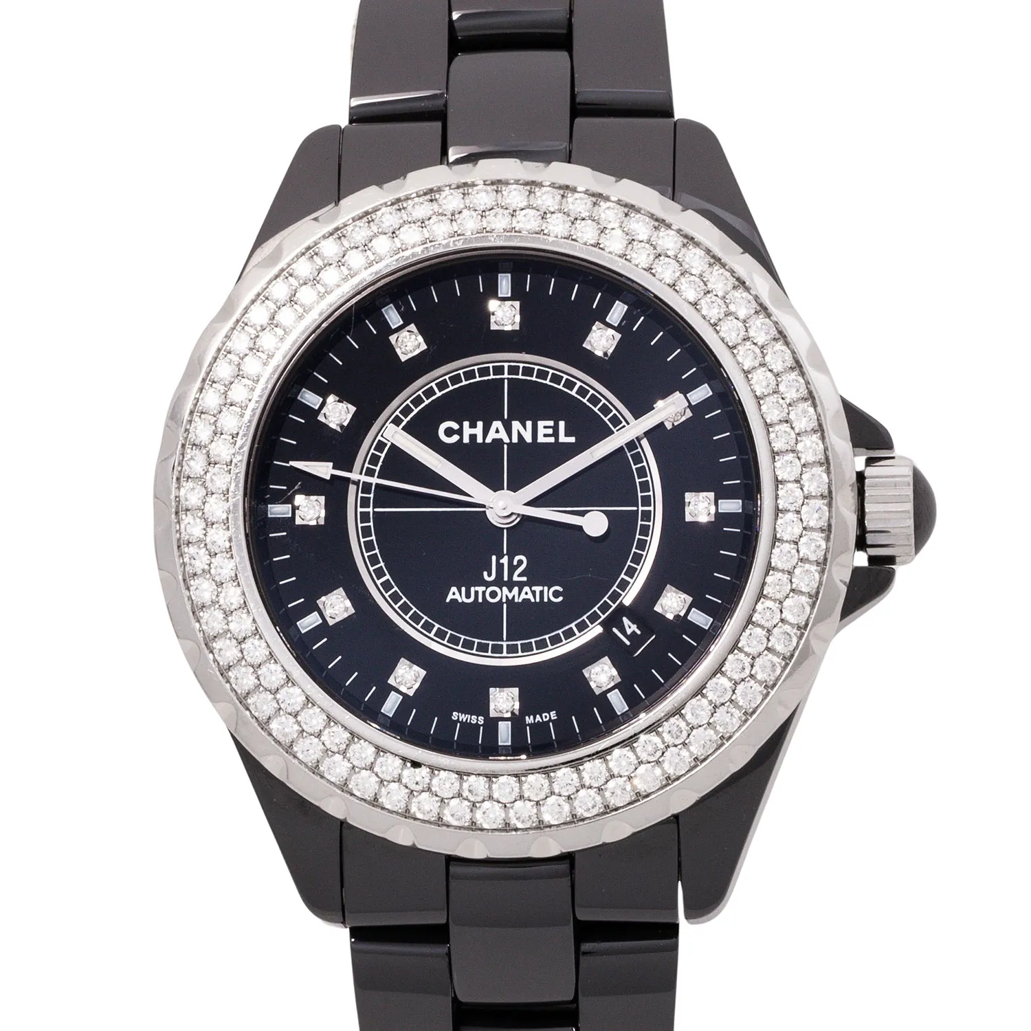 Chanel J12 H2014 42mm Ceramic and Stainless steel and Diamond Black