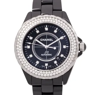 Chanel J12 H2014 Ceramic and Stainless steel and Diamond Black