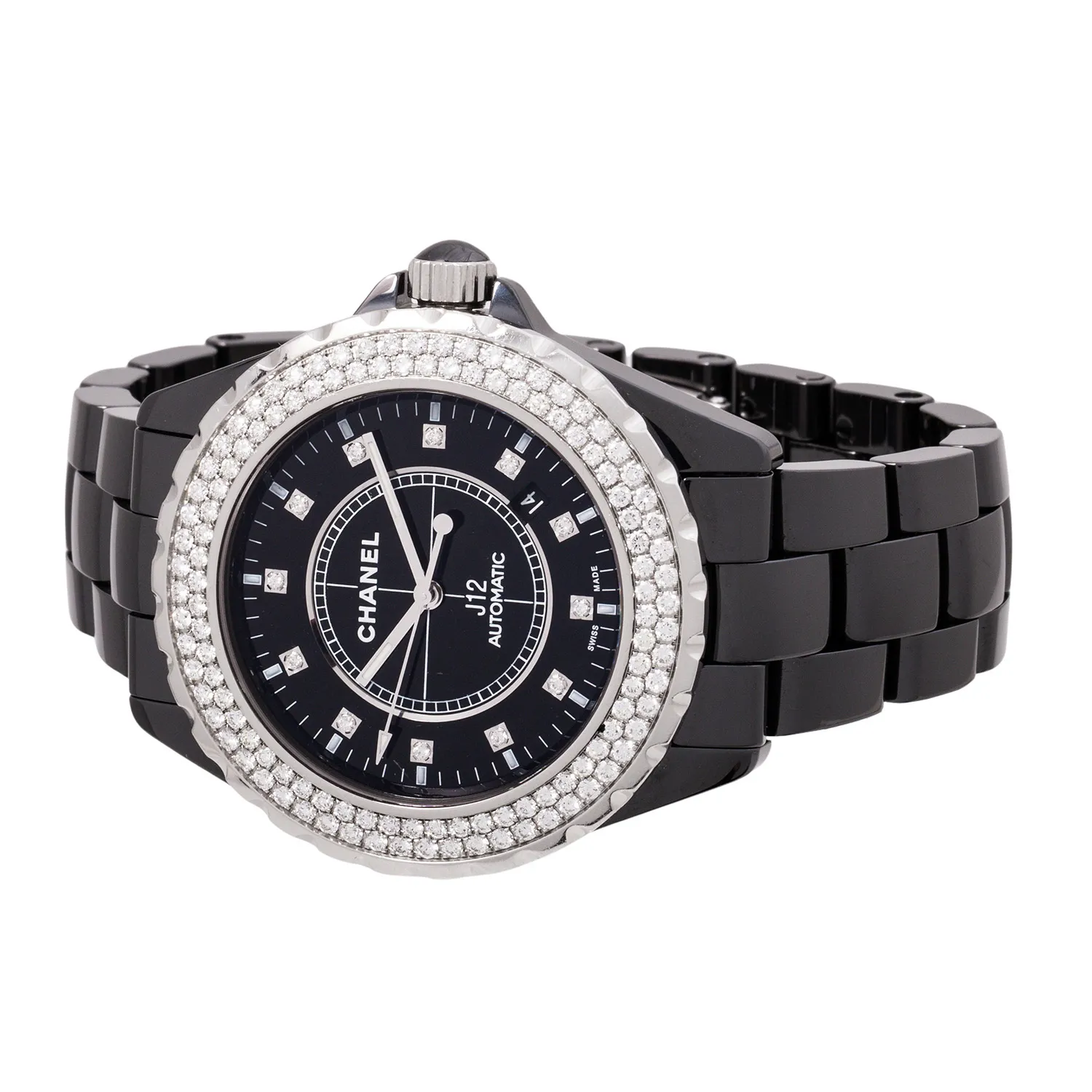 Chanel J12 H2014 42mm Ceramic and Stainless steel and Diamond Black 4