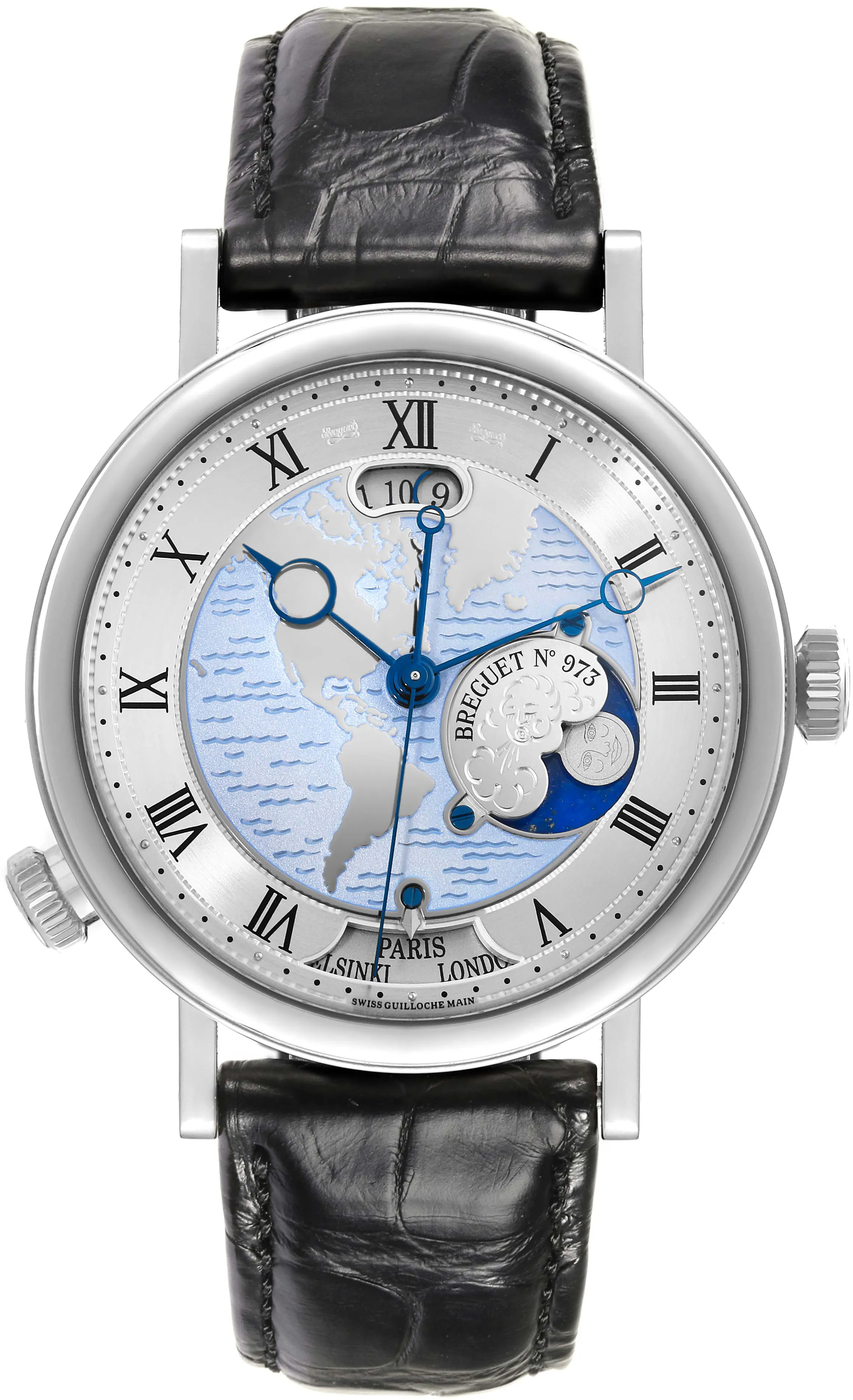 Breguet Classique 5717PT/US/9ZU 43mm Platinum Blue and Silver and Artistic dial