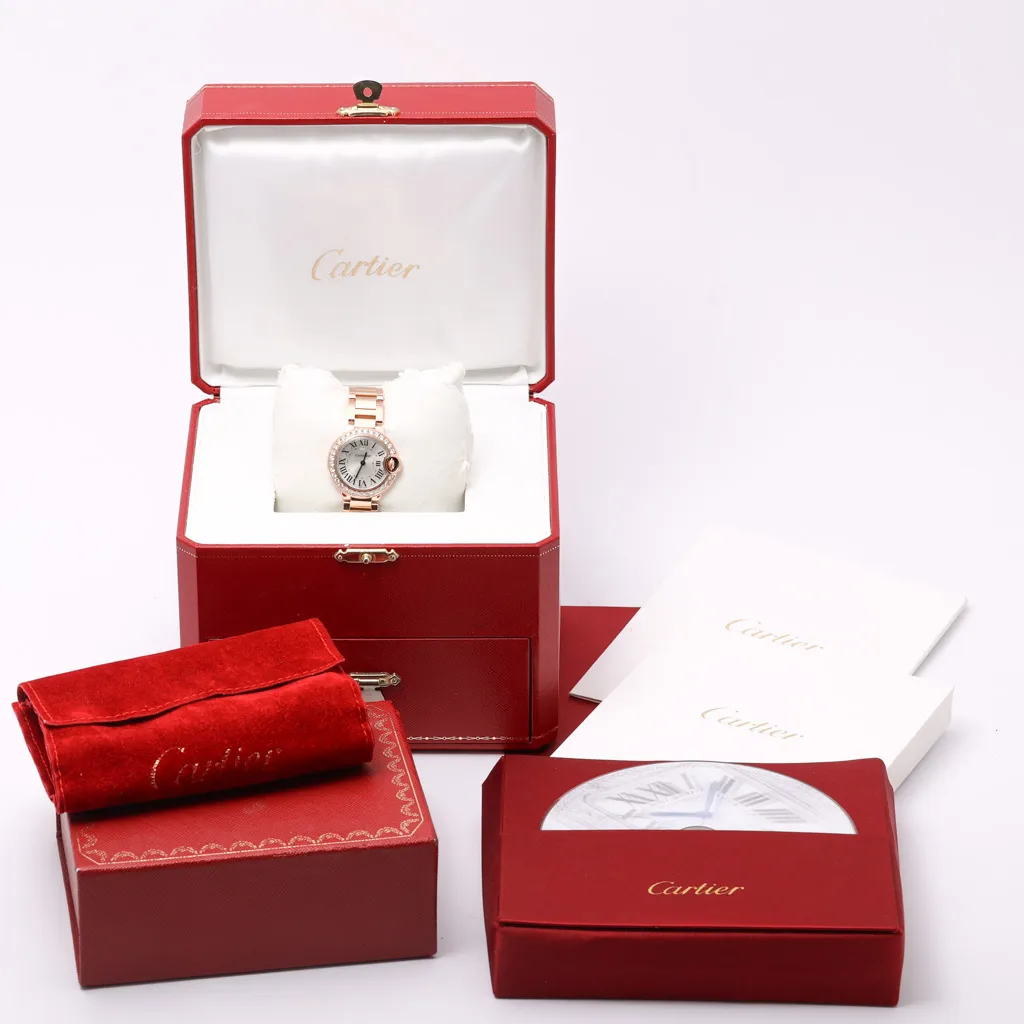 Cartier Ballon Bleu 3007 28mm Rose gold Silver 3