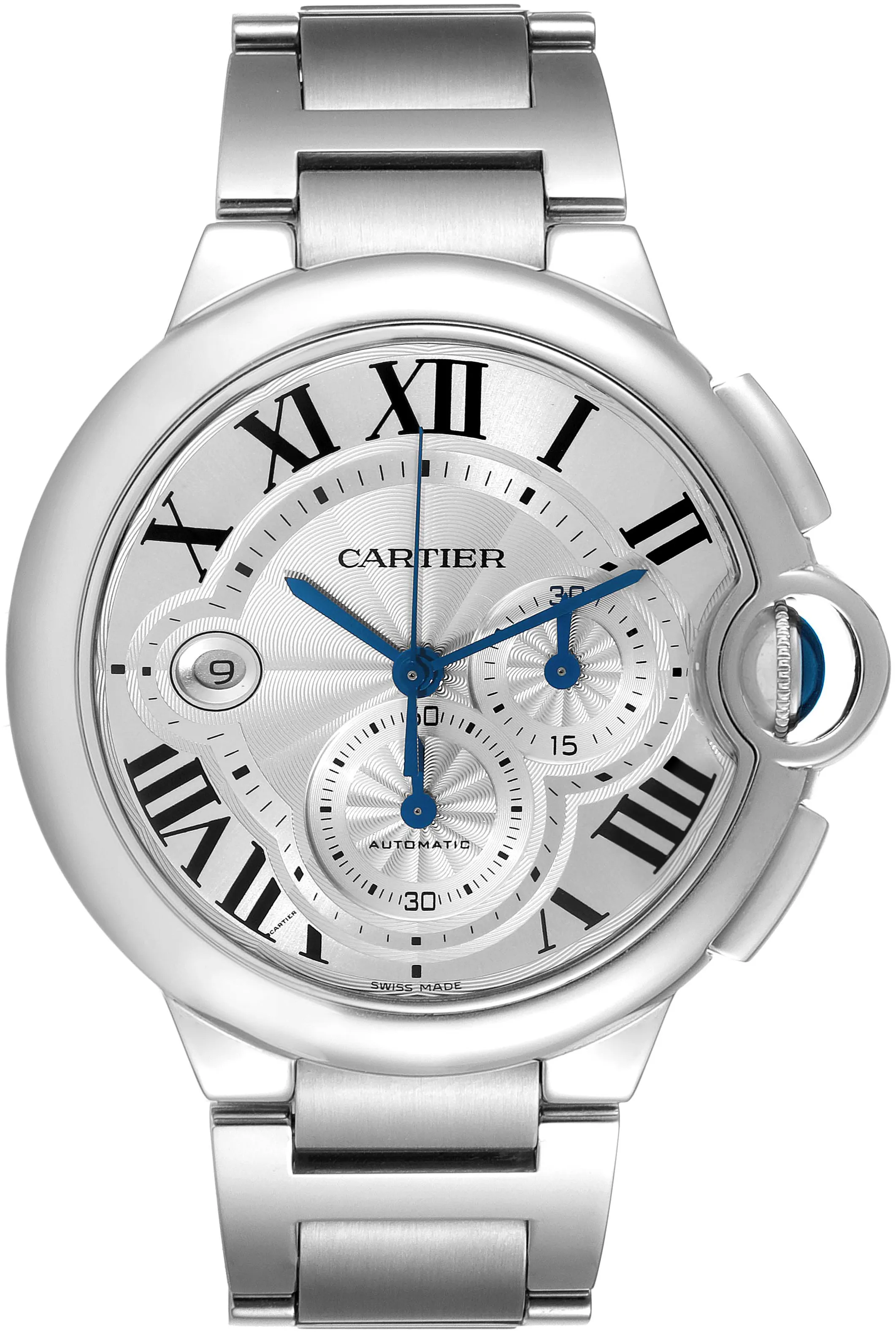 Cartier Ballon Bleu 63810 44mm Stainless steel Silver flinque sunburst