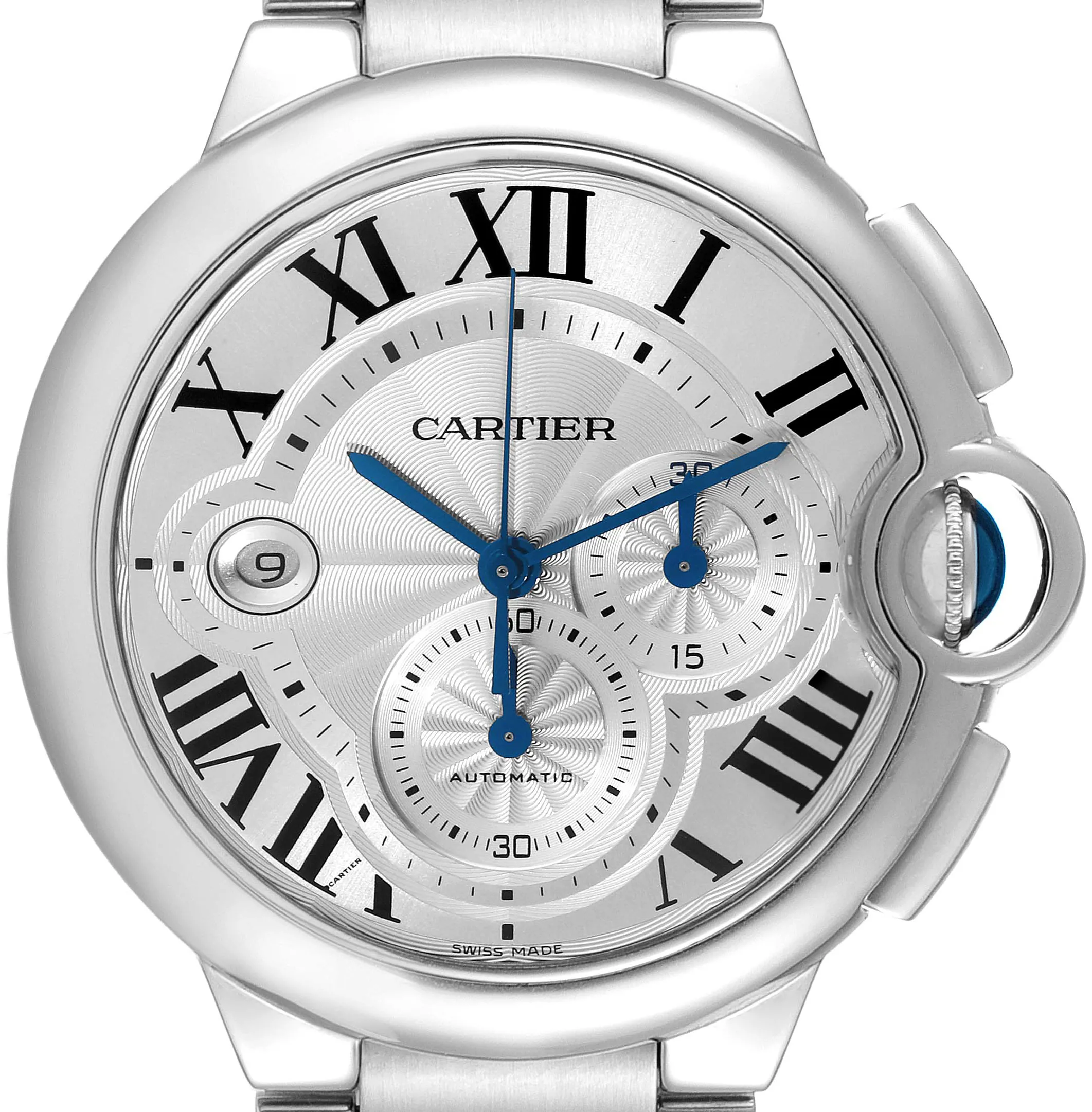 Cartier Ballon Bleu 63810 44mm Stainless steel Silver flinque sunburst 1