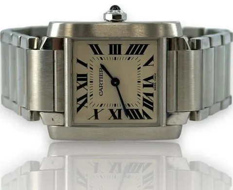 Cartier Tank Française 3751 25mm Stainless steel White