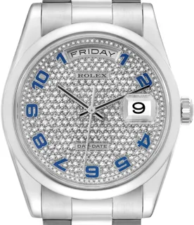 Rolex Day-Date 36 118206 Platinum Pave diamond