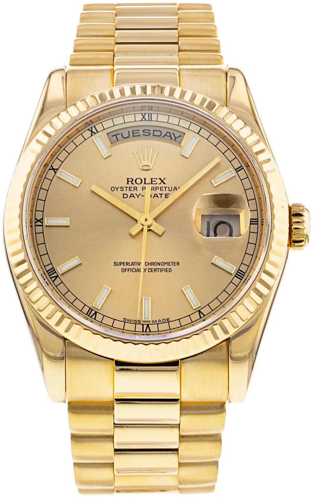 Rolex Day-Date 36 118238 36mm Yellow gold Champagne Baton