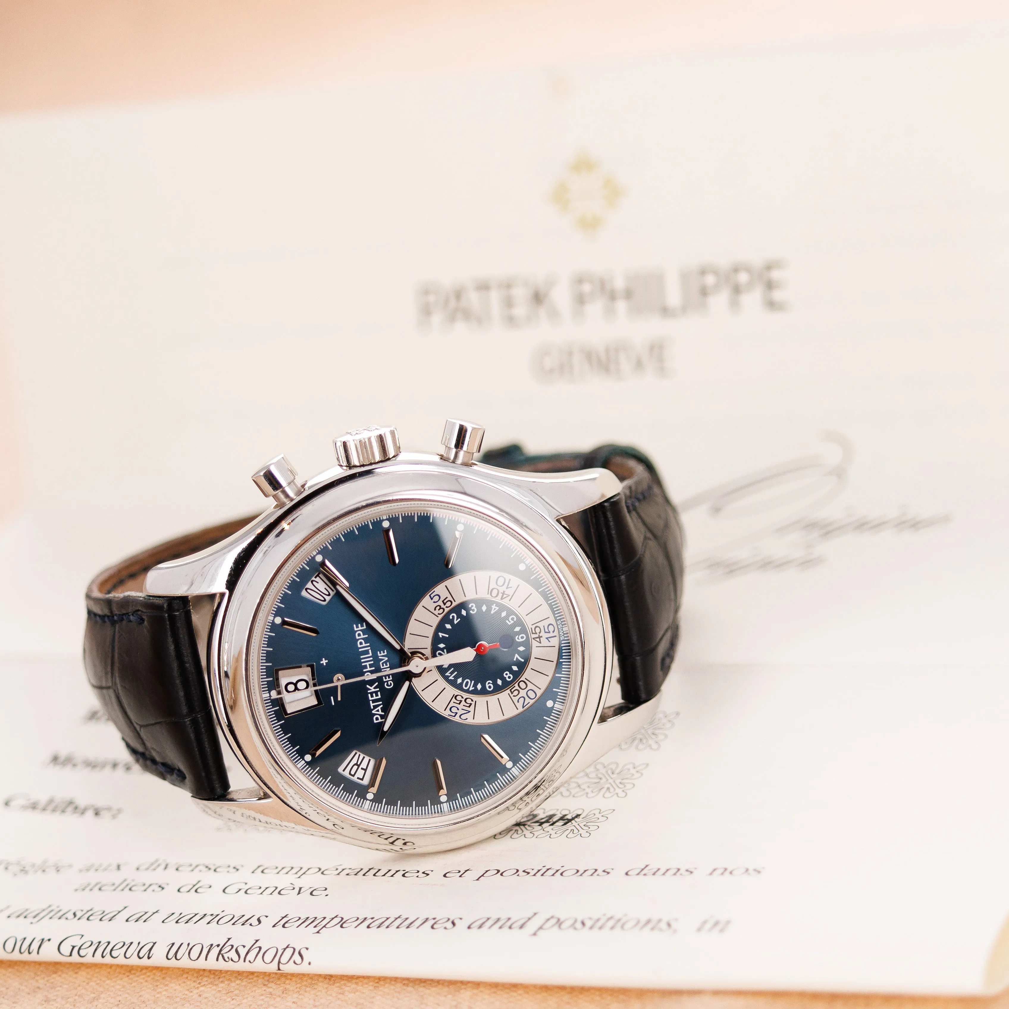 Patek Philippe Annual Calendar Chronograph 5960P-015 40.5mm Platinum Blue 4