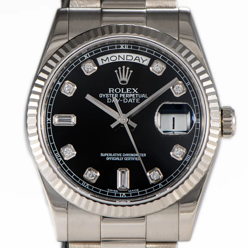 Rolex Day-Date 36 118239 36mm White gold and 18k white gold Black and Diamond