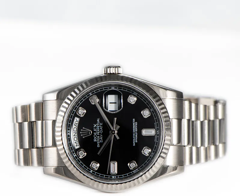 Rolex Day-Date 36 118239 36mm White gold and 18k white gold Black and Diamond 2