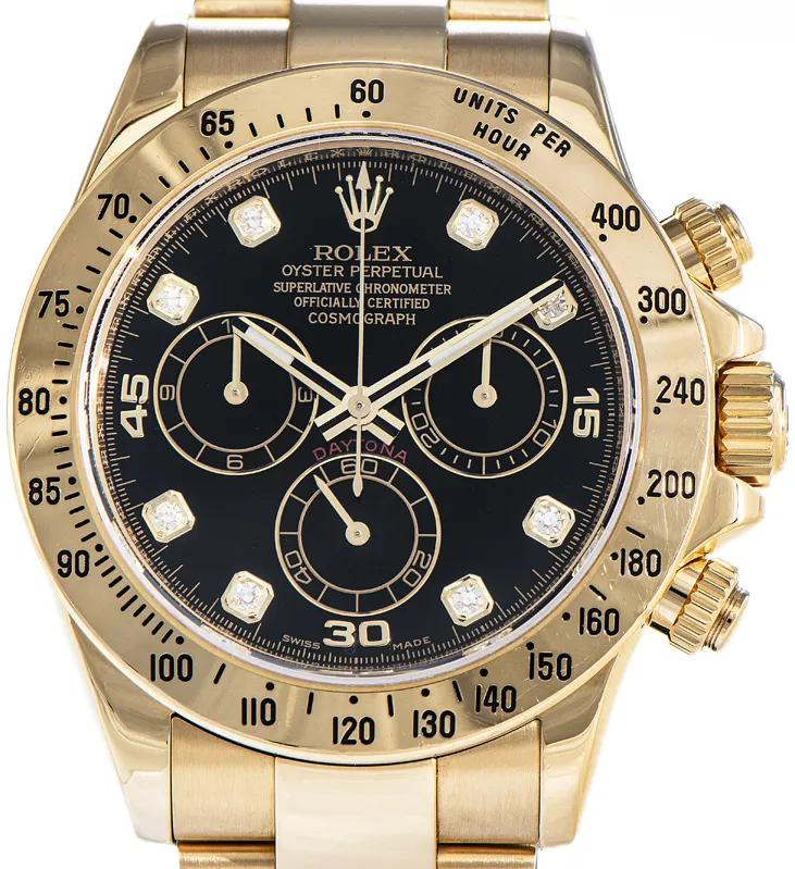 Rolex Daytona 116528 40mm Yellow gold and 18k yellow gold Black and Diamond