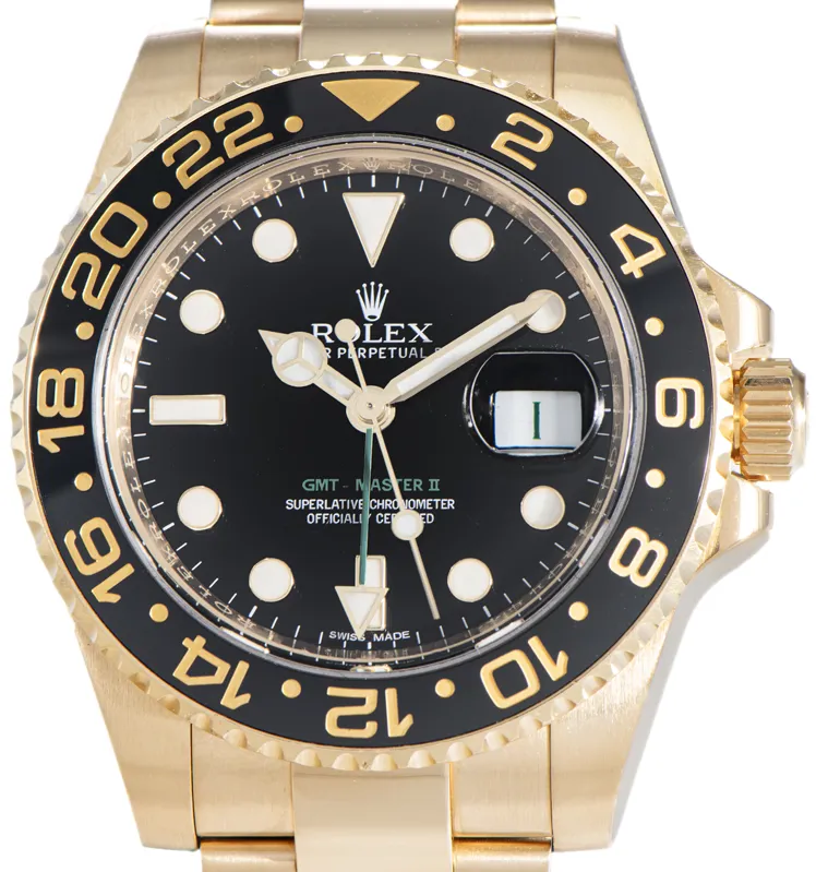 Rolex GMT-Master II 116718LN 40mm Yellow gold and 18k yellow gold Black