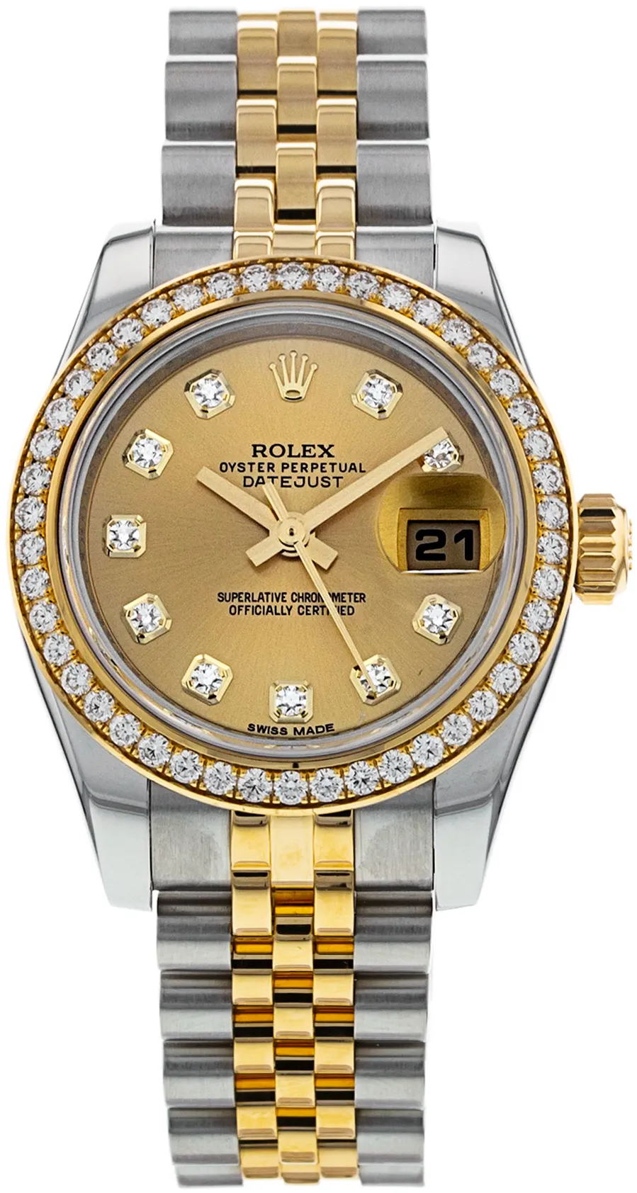 Rolex Lady-Datejust 179383 26mm Yellow gold and Stainless steel Champagne