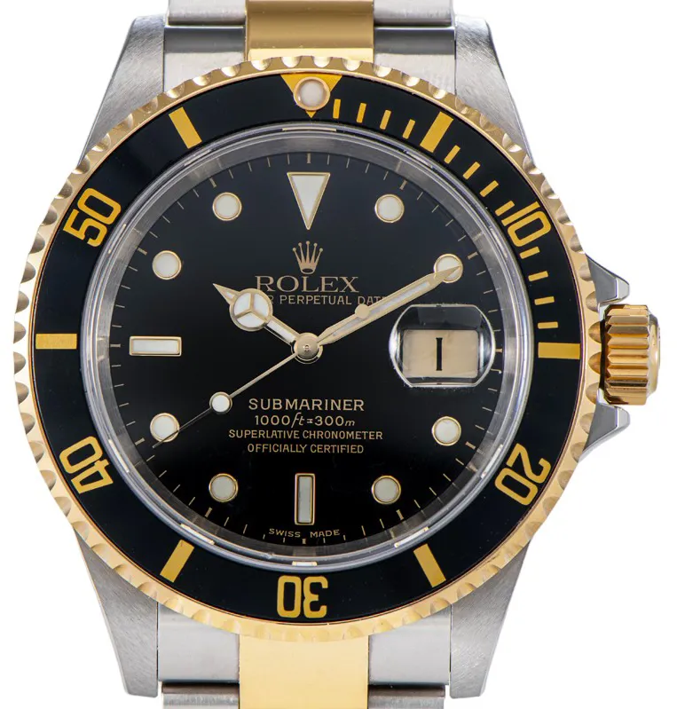 Rolex Submariner 16613 40mm Yellow gold and Stainless steel and 18k yellow gold Black