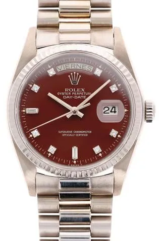 Rolex Day-Date 36 18039 36mm White gold Red