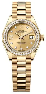 Rolex Lady-Datejust 279138RBR 28mm Yellow gold Champagne