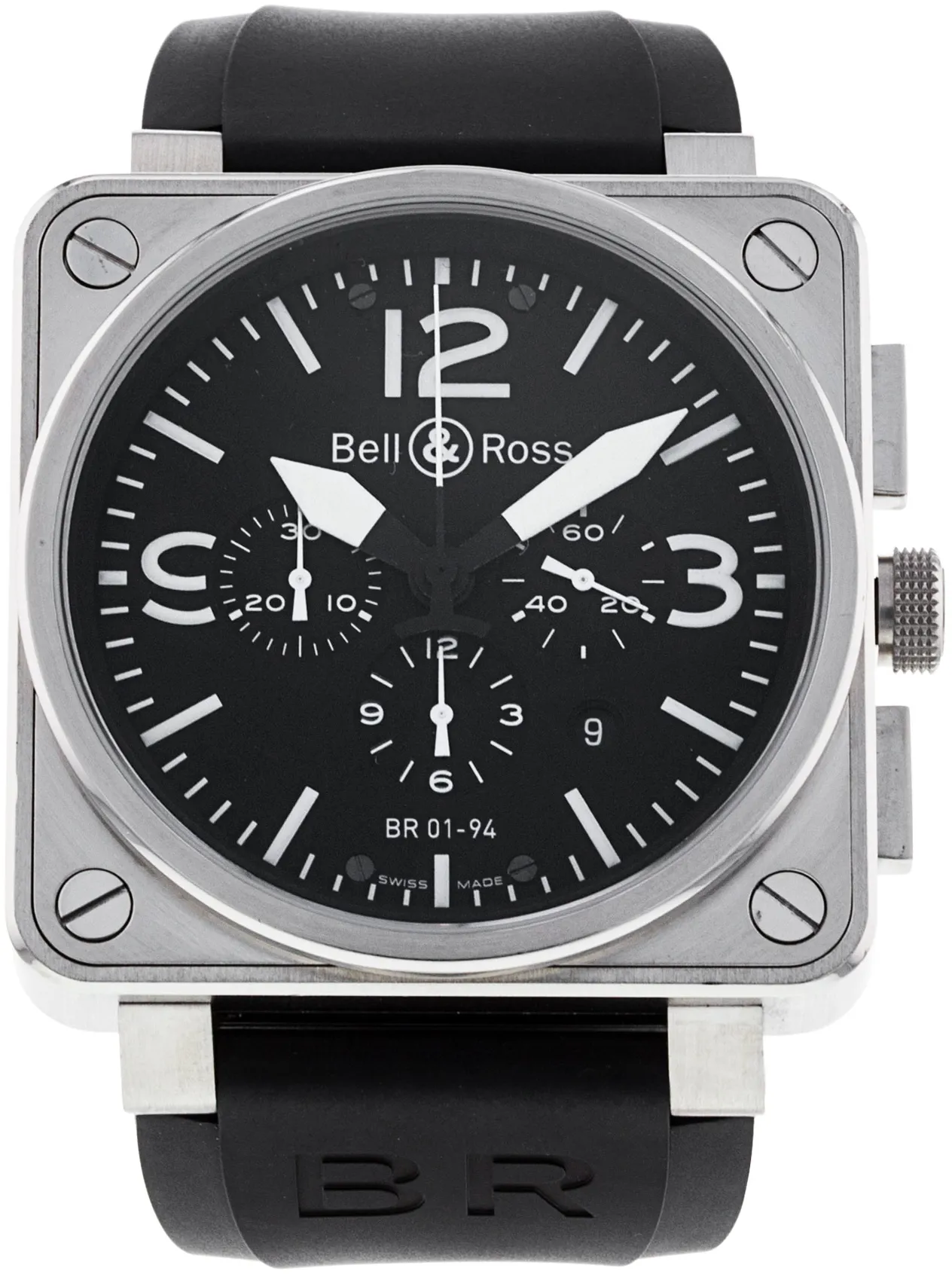 Bell & Ross BR 01 BR0194-BL-ST 46mm Stainless steel Black Quarter Arabic