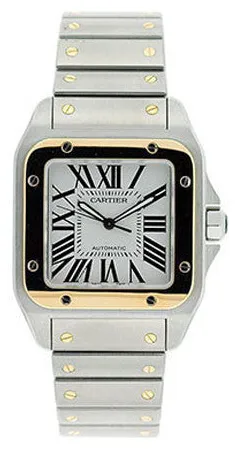 Cartier Santos 100 W200728G 38mm Yellow gold and Stainless steel Silver