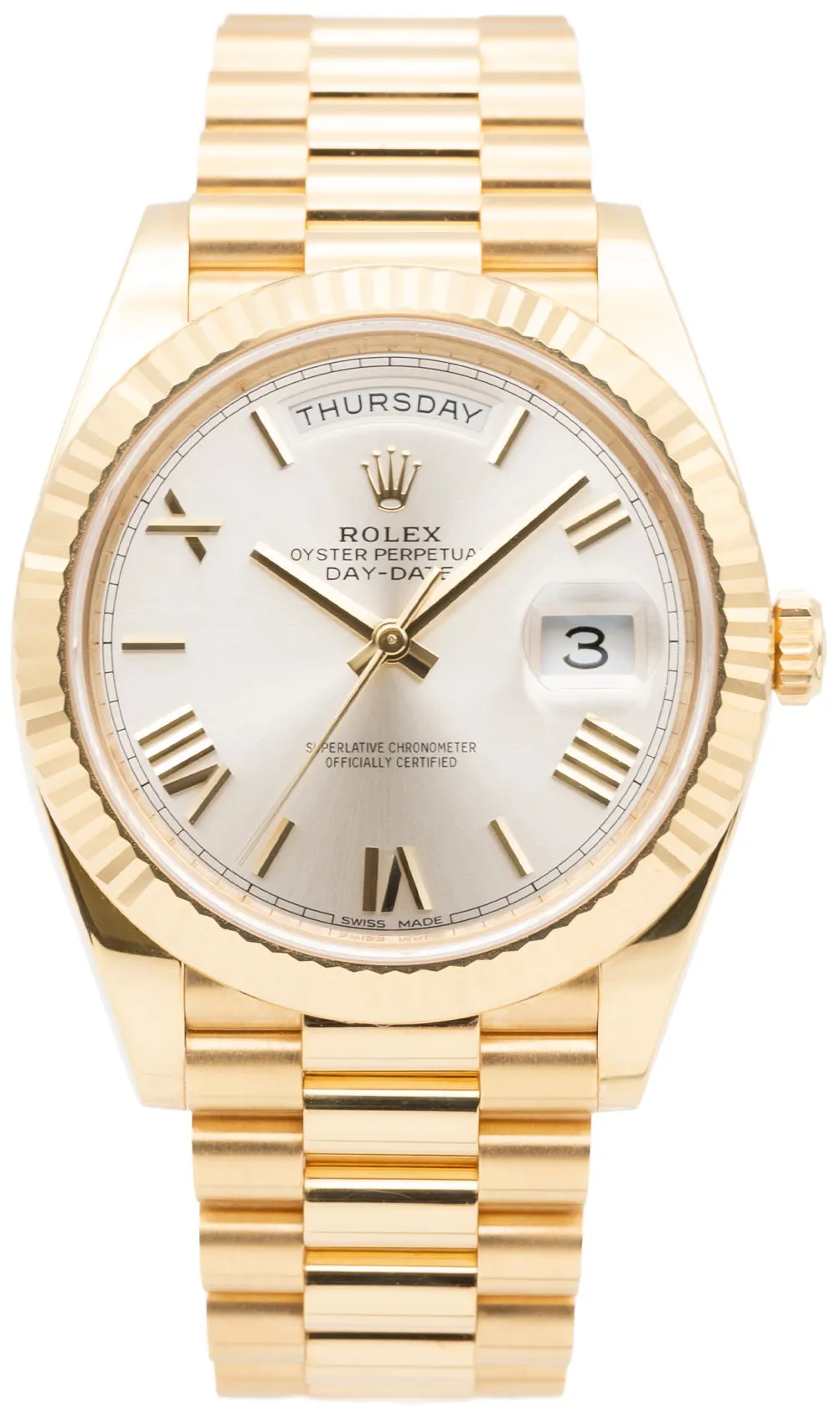 Rolex Day-Date 40 228238 40mm Yellow gold Silver