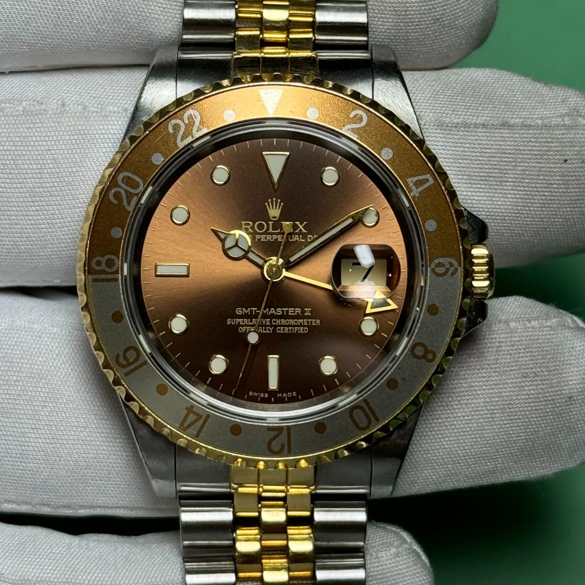 Rolex GMT-Master II 16713 40mm Yellow gold and Stainless steel Brown