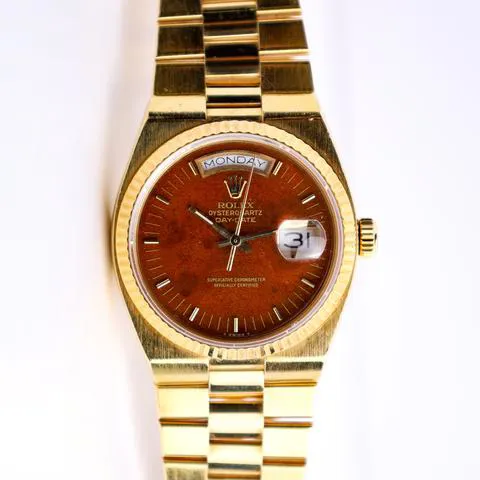 Rolex Day-Date Oysterquartz 19018 36mm Yellow gold Brown