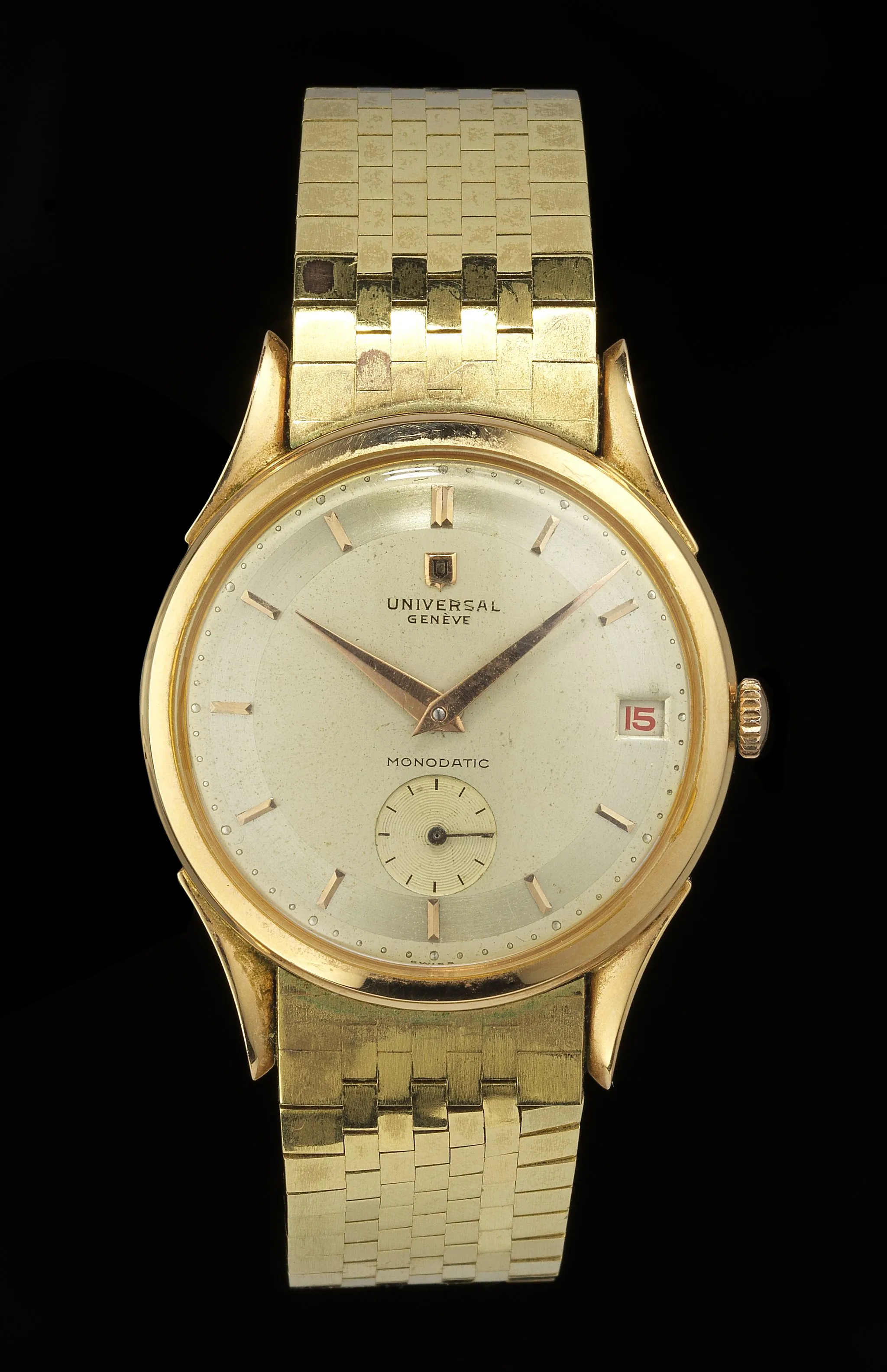 Universal Genève Monodatic 34mm Rose gold and Yellow gold Gray