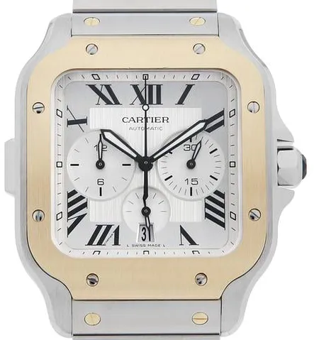 Cartier Santos W2SA0008 43.3mm Yellow gold and Stainless steel Silver