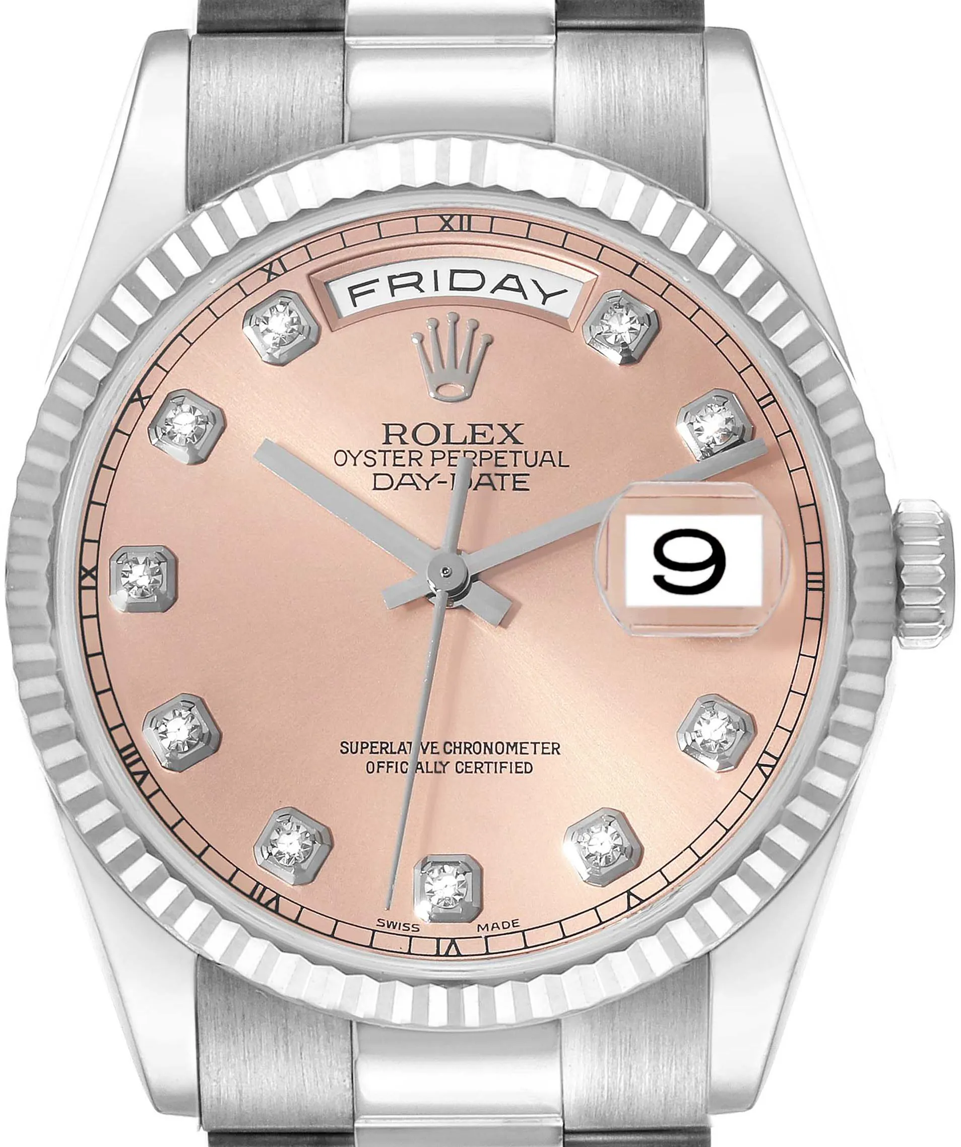 Rolex Day-Date 36 118239 36mm White gold and 18k white gold Salmon