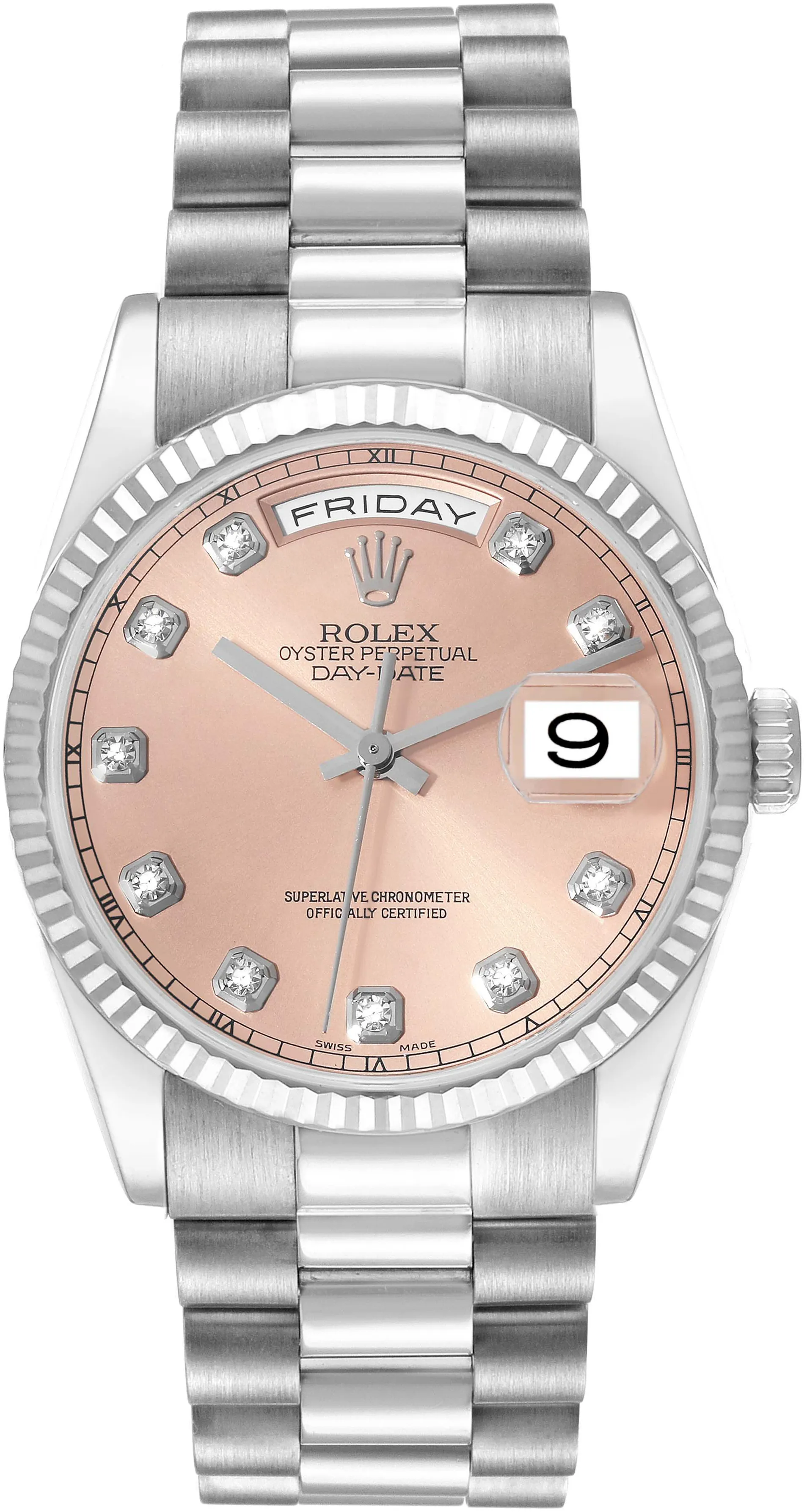 Rolex Day-Date 36 118239 36mm White gold and 18k white gold Salmon 1