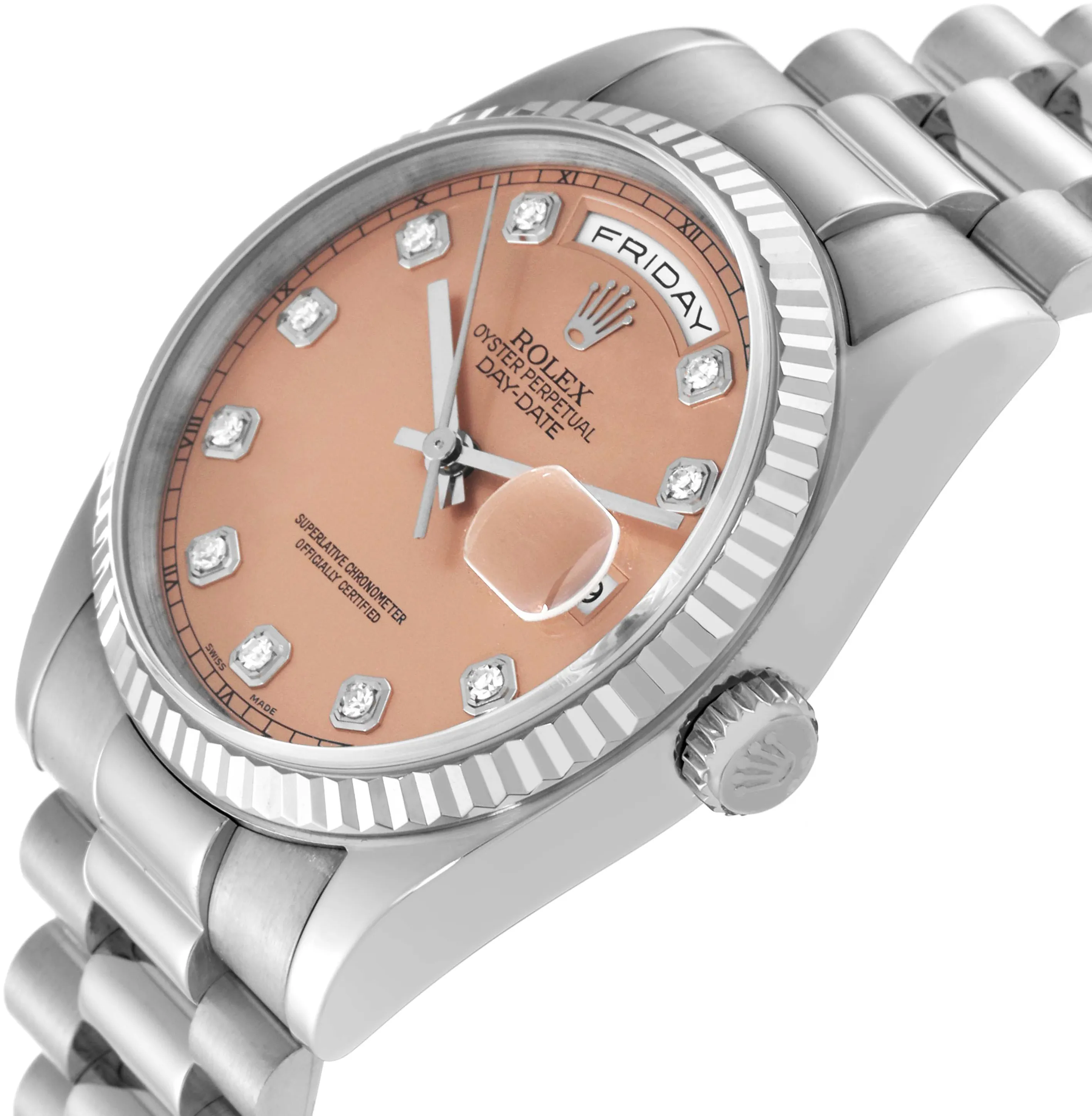 Rolex Day-Date 36 118239 36mm White gold and 18k white gold Salmon 4