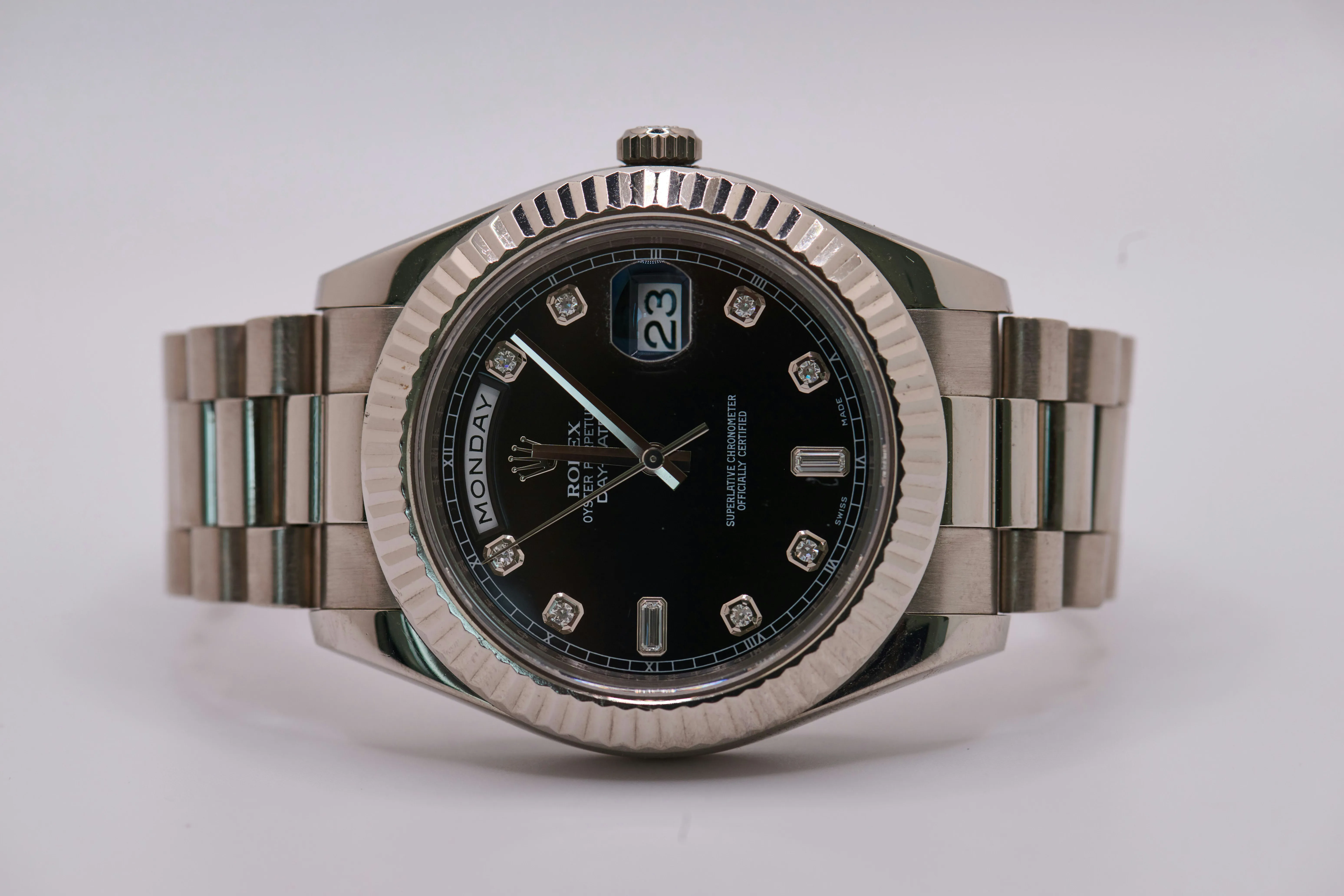 Rolex Day-Date II 218239 41mm 18k white gold Black