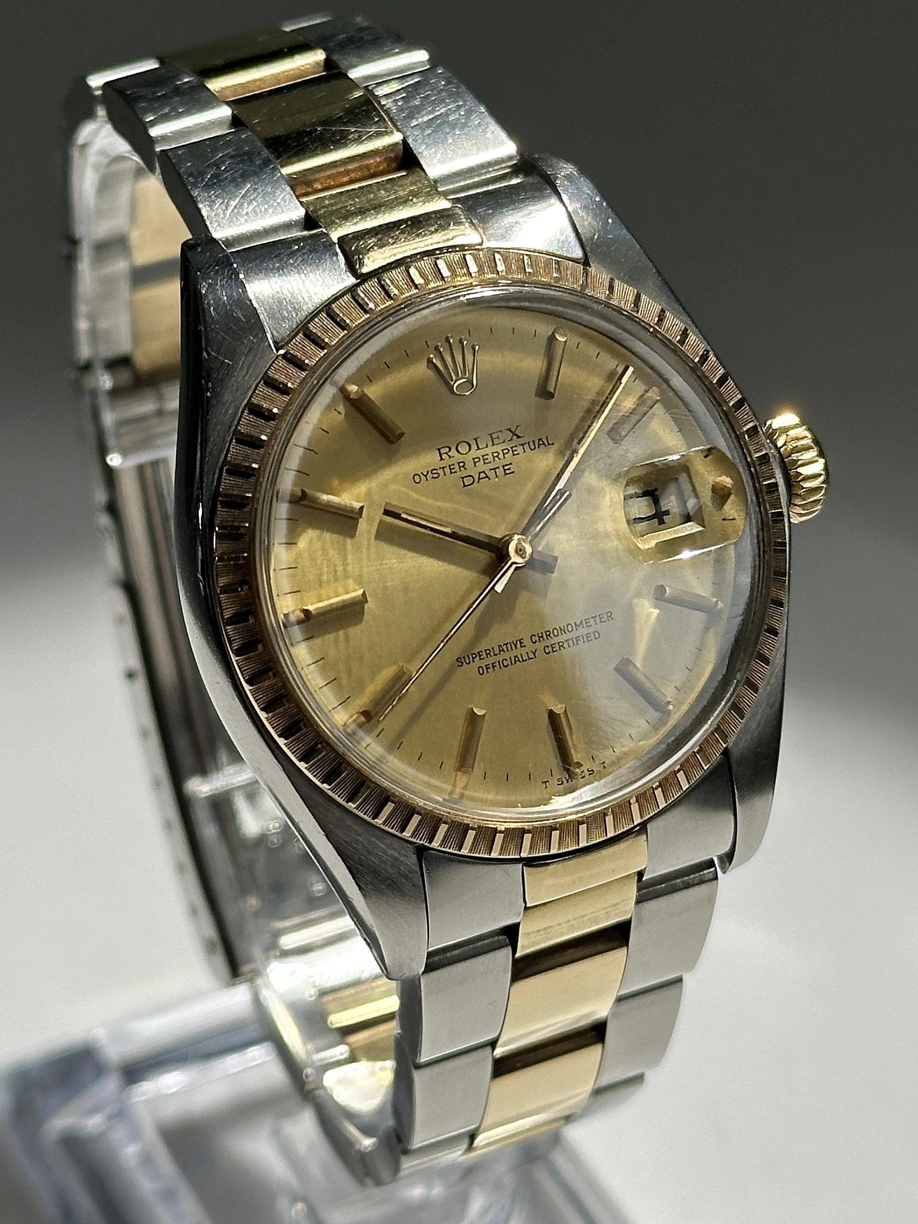 Rolex Oyster Perpetual Date 1505 34mm Yellow gold and Stainless steel Champagne