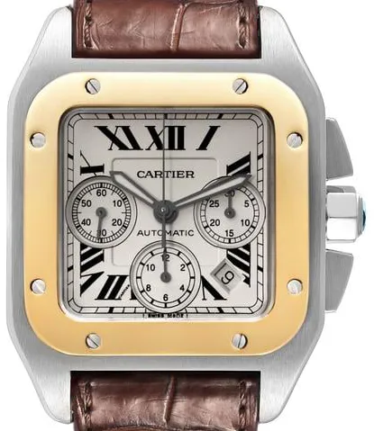 Cartier Santos W20091X7 55mm Yellow gold and Stainless steel Silver