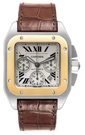 Cartier Santos W20091X7 55mm Yellow gold and Stainless steel Silver 1