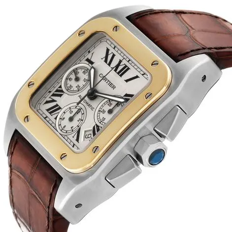 Cartier Santos W20091X7 55mm Yellow gold and Stainless steel Silver 2