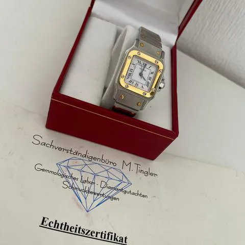 Cartier Santos Galbée 1567 24mm Yellow gold and Stainless steel White