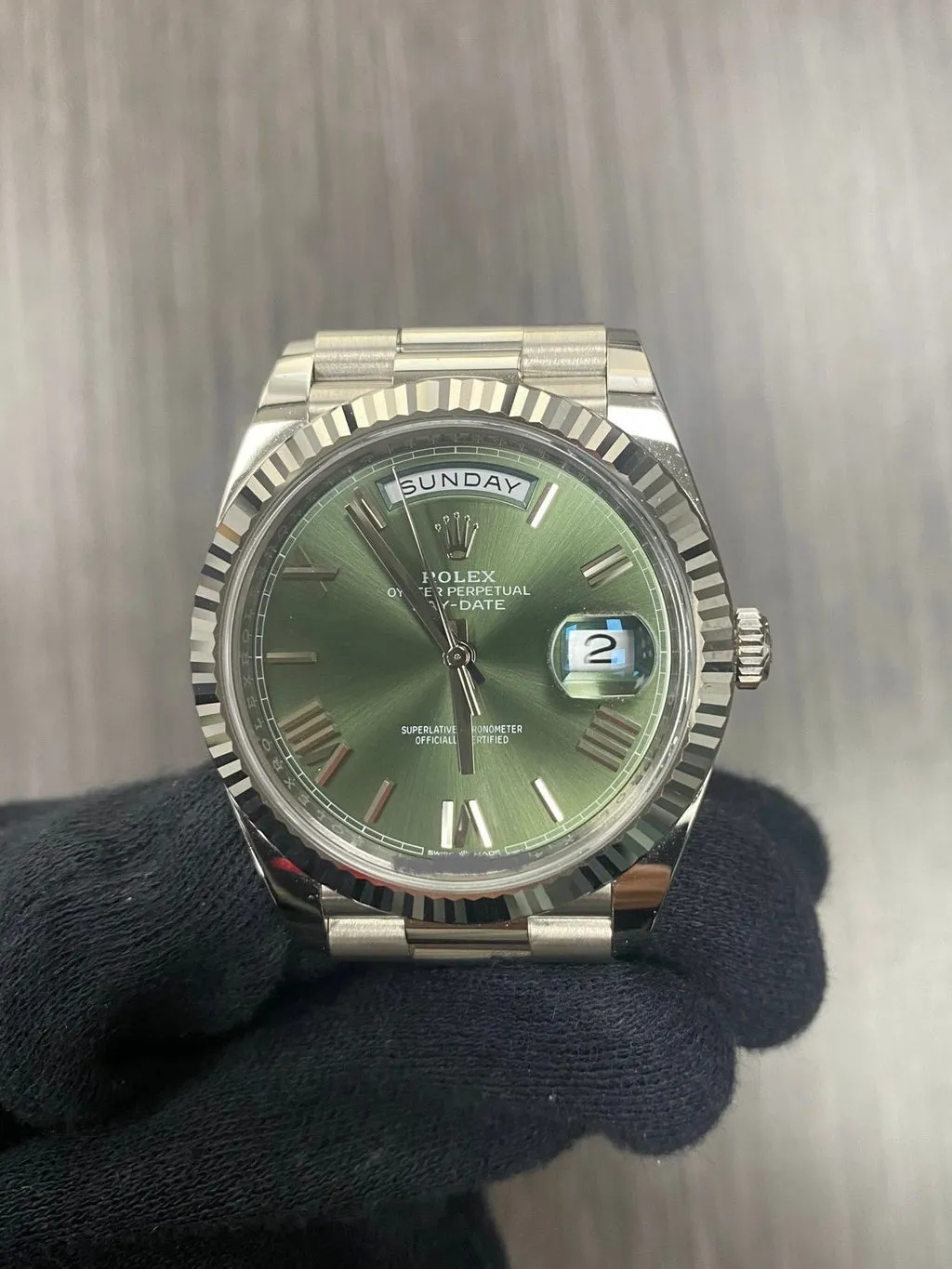 Rolex Day-Date 40 228239 White gold Green